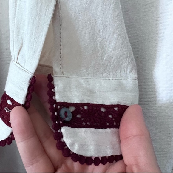 NWT Current Air Embroidered Tunic Dress in Cream and Burgundy size Small - Picture 10 of 15